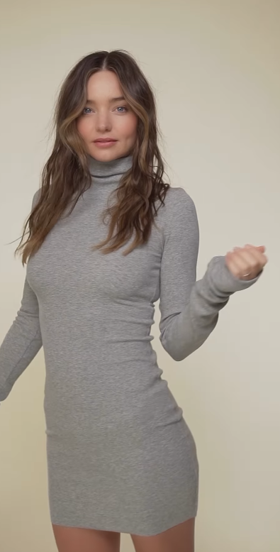 Gray Turtleneck Sweater Dress