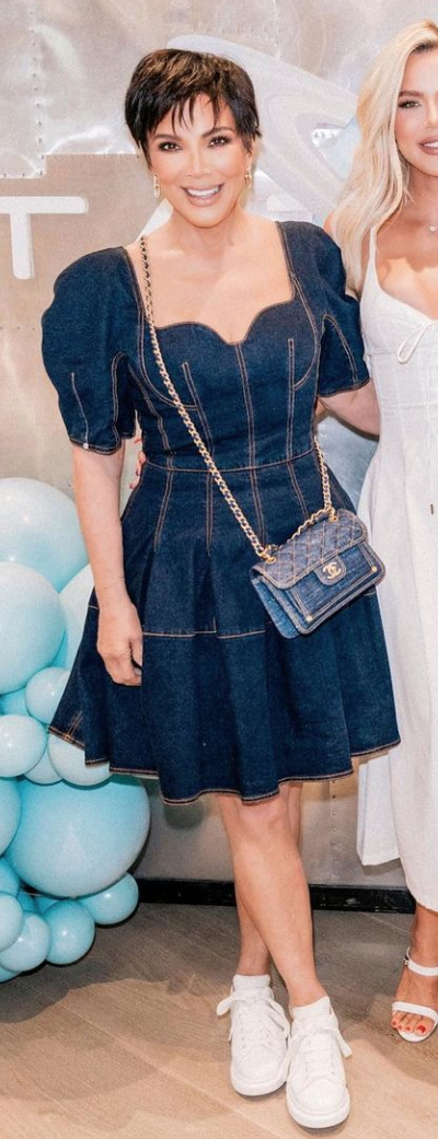 Who made Kris Jenner's denim dress and handbag? – OutfitID