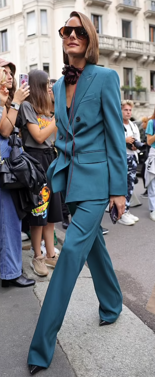 Who made Olivia Palermo's blue pants and blazer? – OutfitID